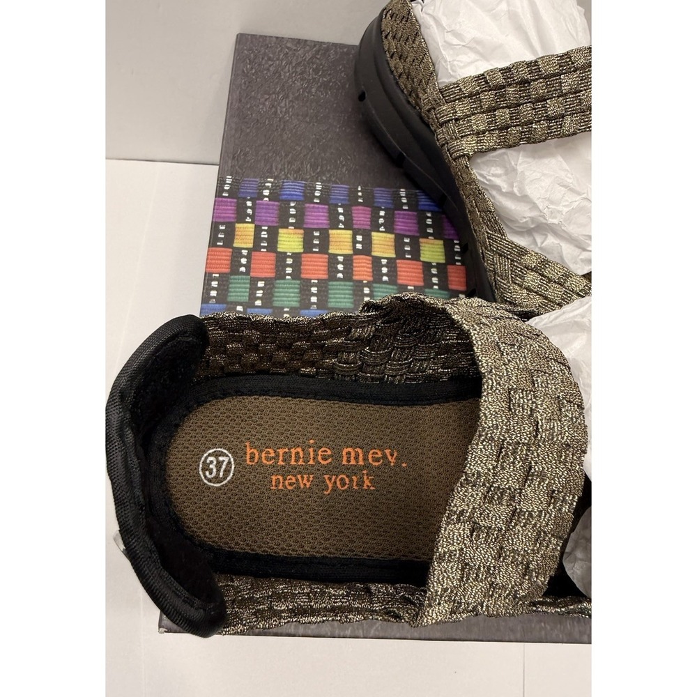 Bernie Mev Bronze Woven Open Toe Flats Adjustable Strap  EU 37 Memory Foam Strap - Picture 2 of 5